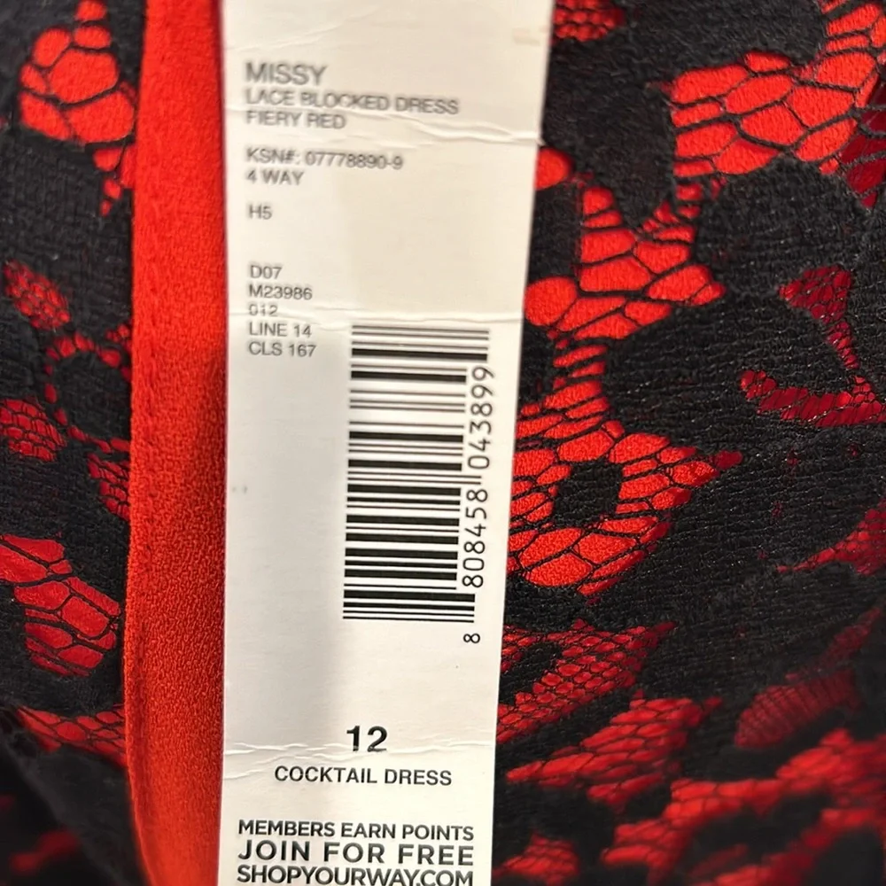 Brand New Size 12 Red Dress with Black Lace Designs - Picture 5 of 5